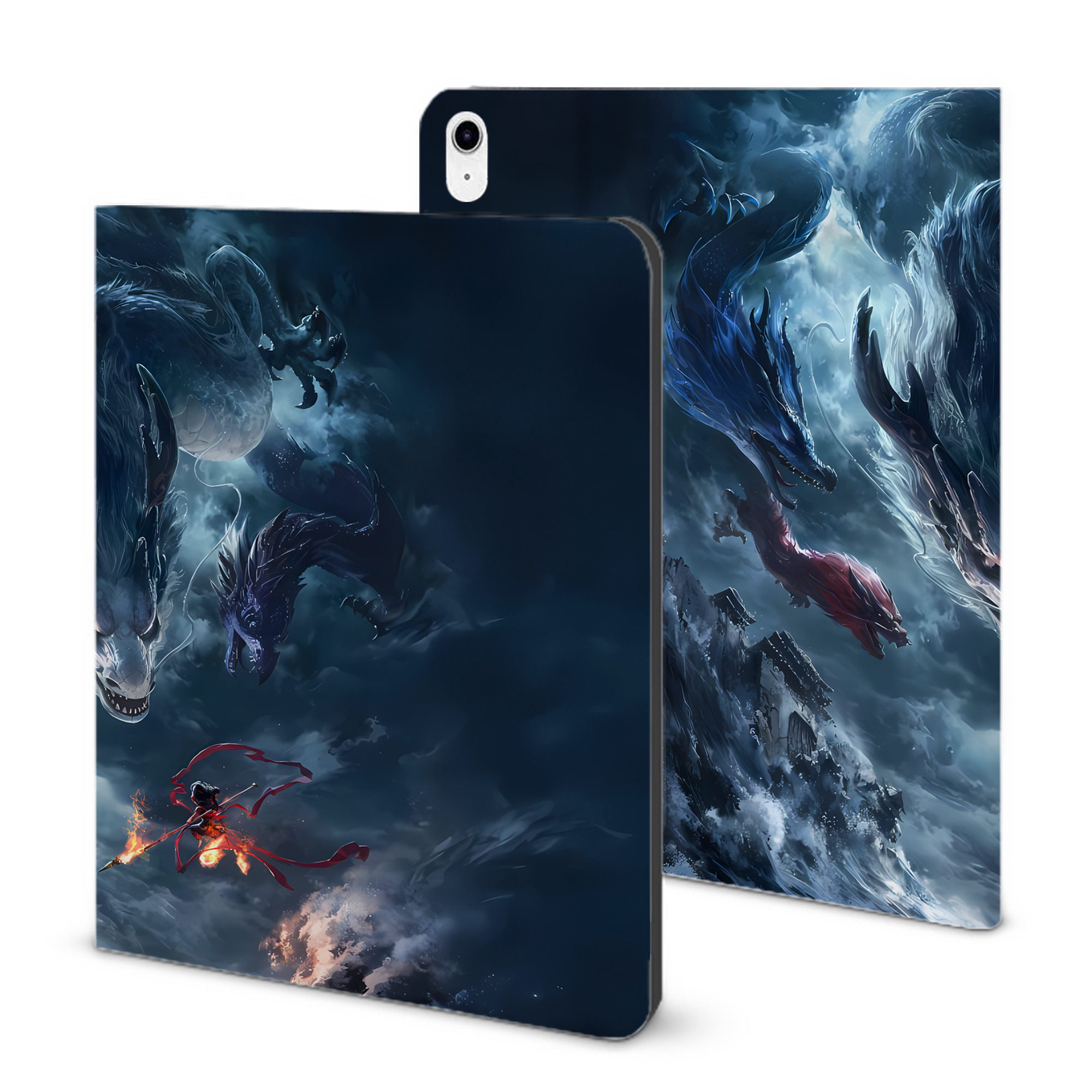 （画像用） Ne Zha 2 ナタ 魔童の大暴れ IPad ケース ブック型 PUレザー TPU 耐衝撃 軽量 薄型 ペン収納なし 全面保護 IPad 各モデル対応